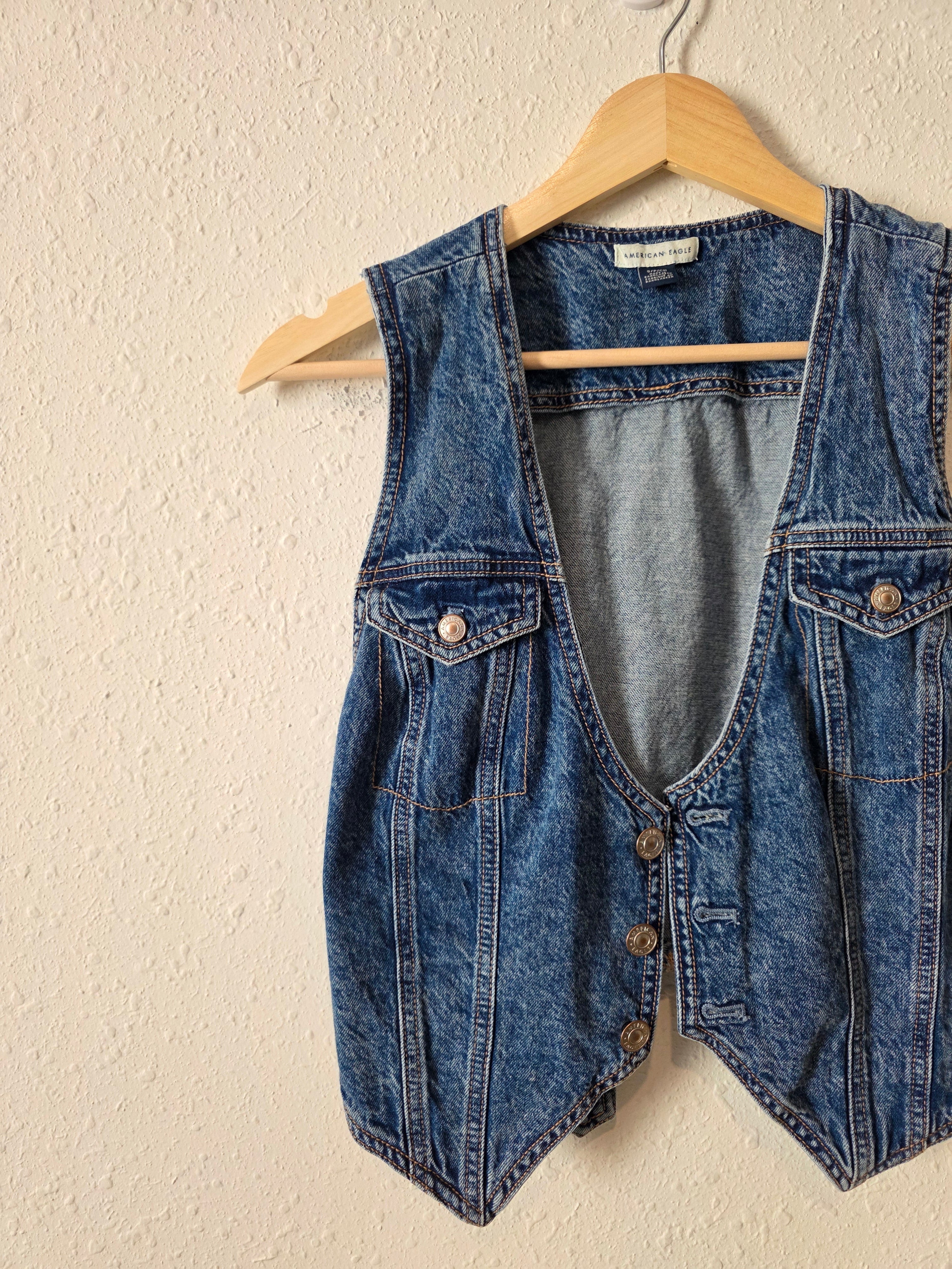 Denim Button Front Vest (S)