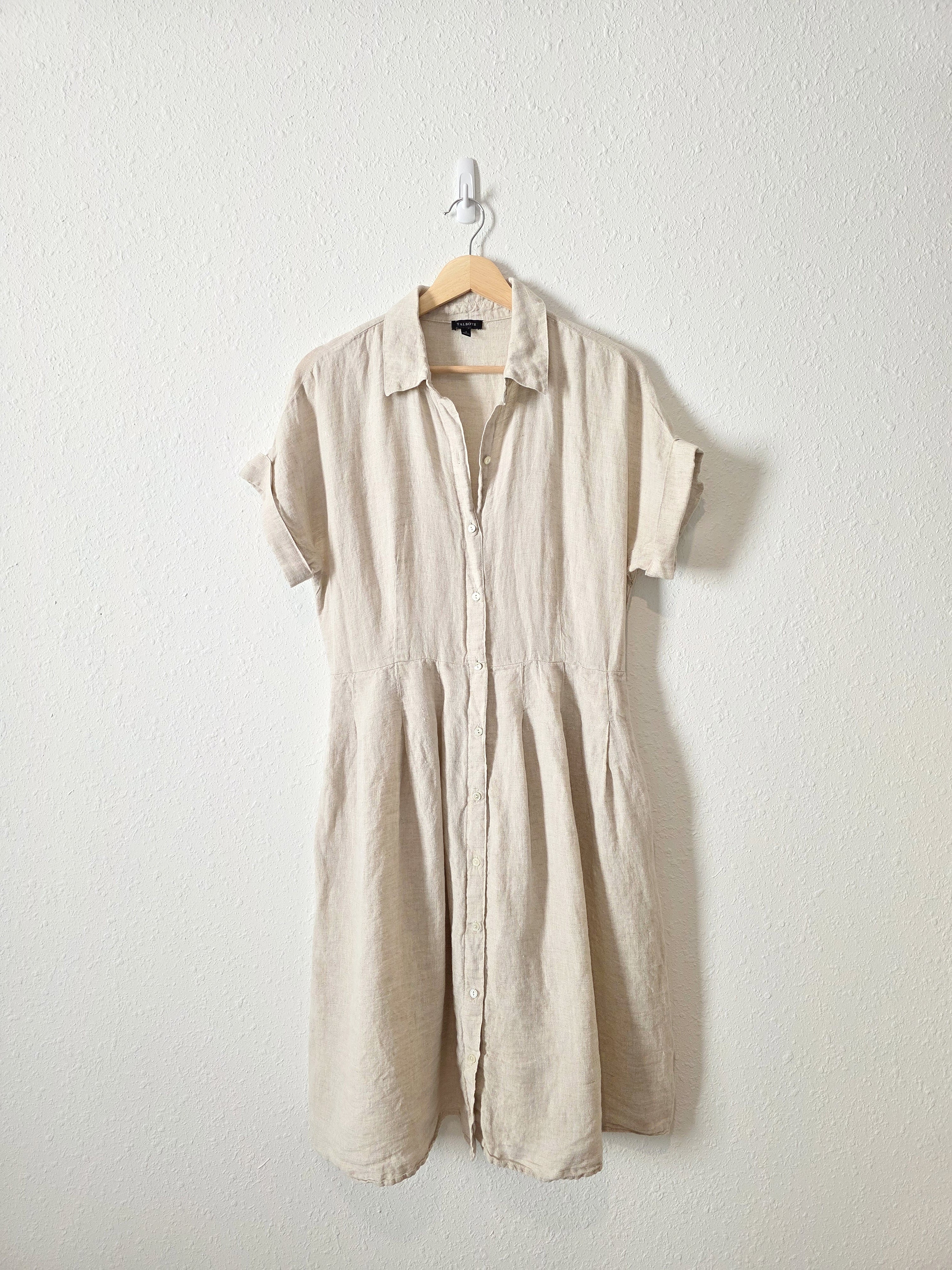 Linen Button Front Midi Dress (8)