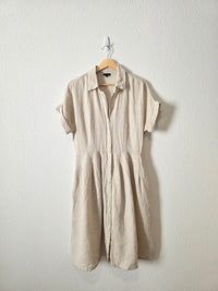 Linen Button Front Midi Dress (8)