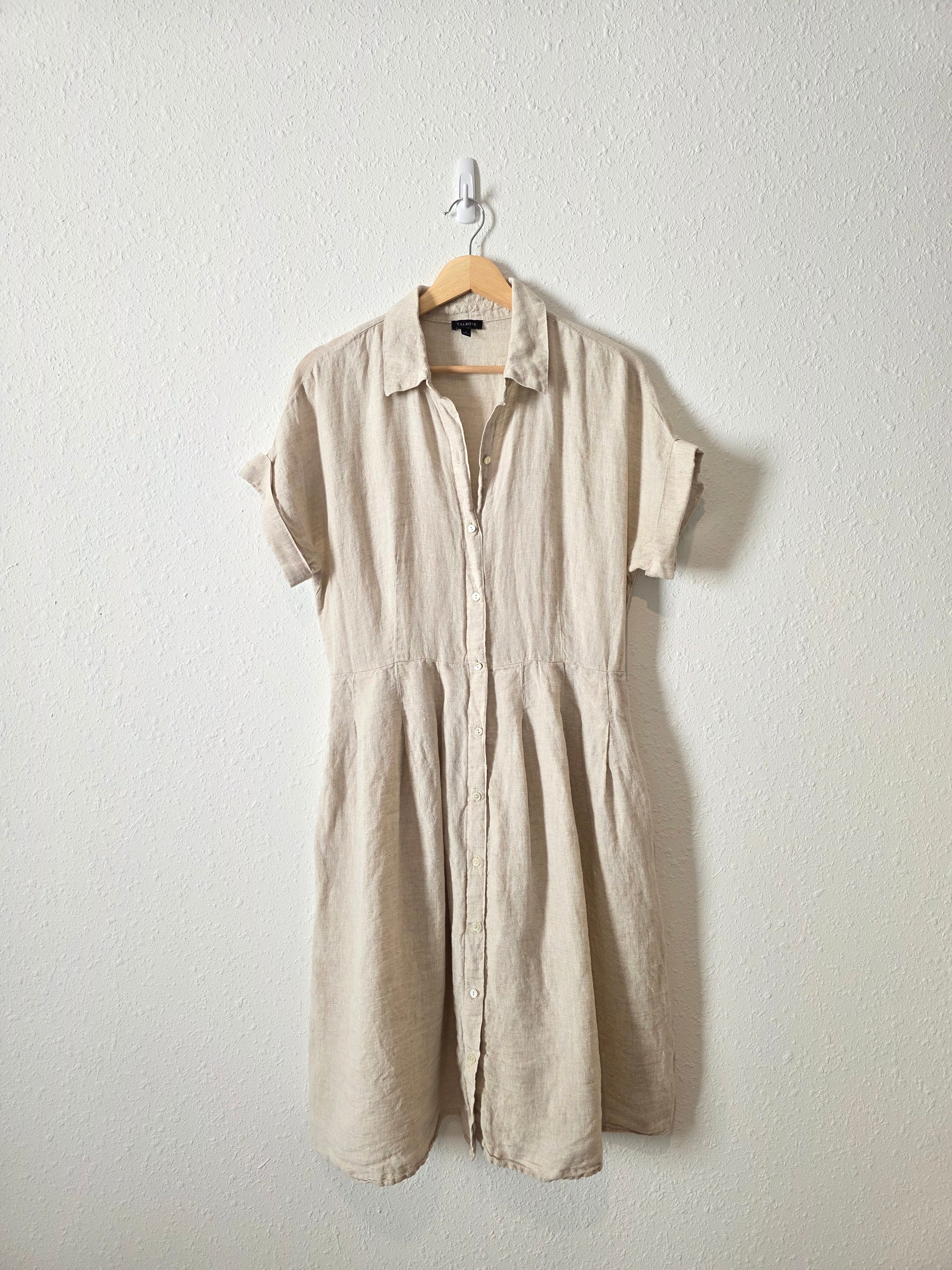 Linen Button Front Midi Dress (8)