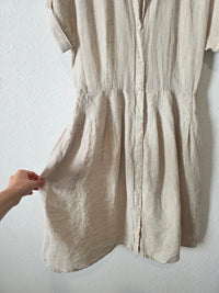 Linen Button Front Midi Dress (8)