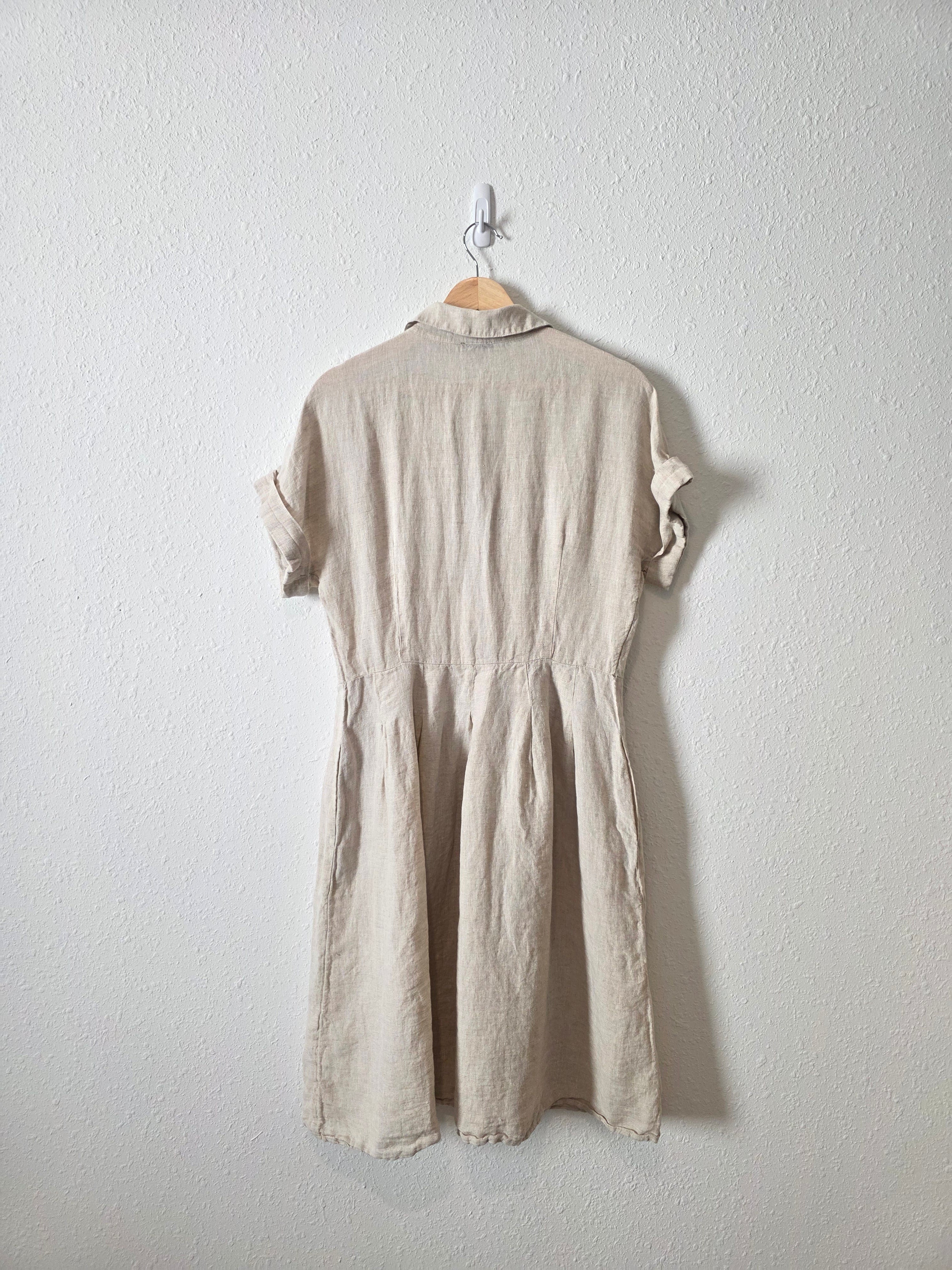 Linen Button Front Midi Dress (8)