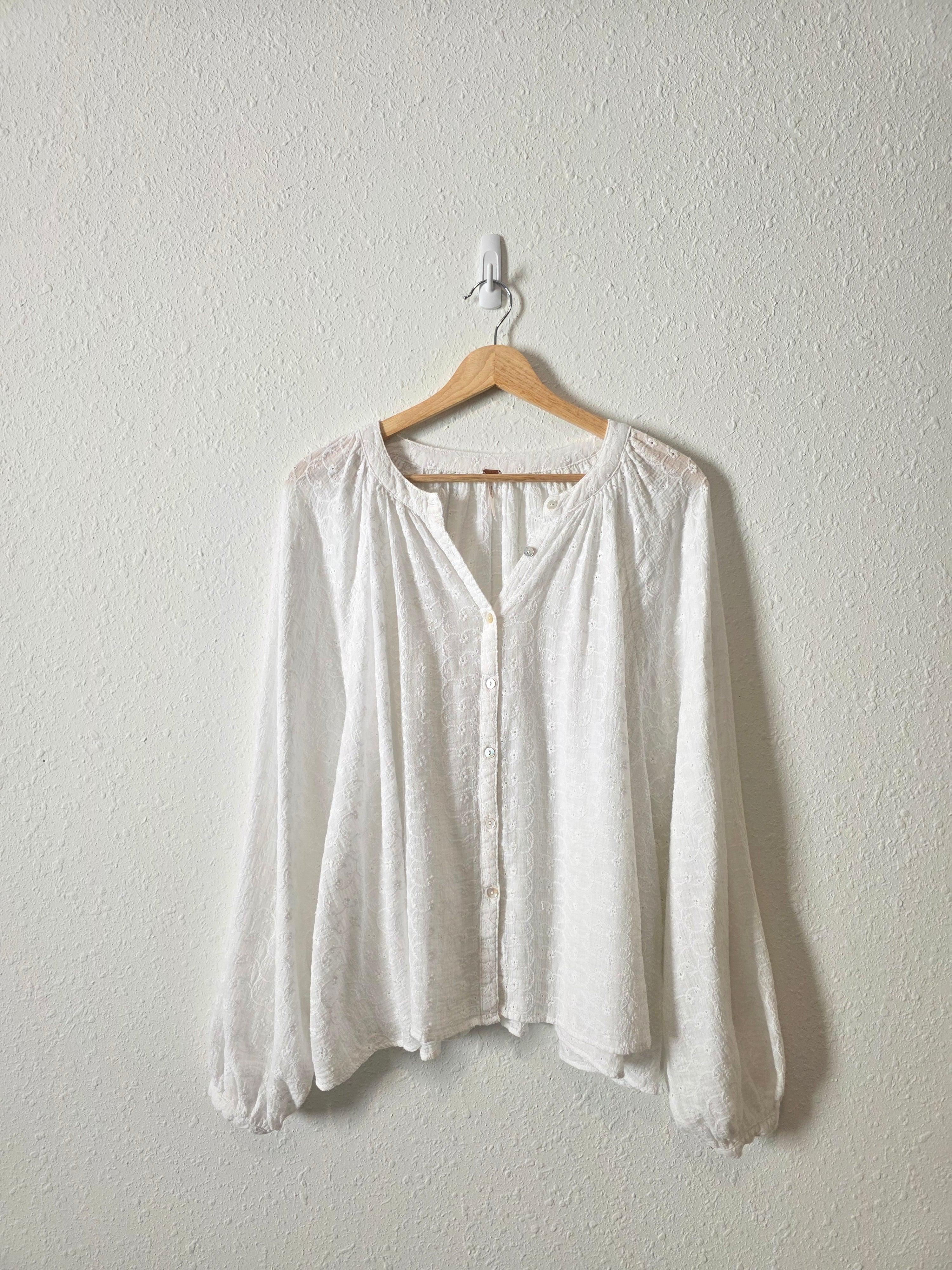 Free People Floral Embroidered Top (L)