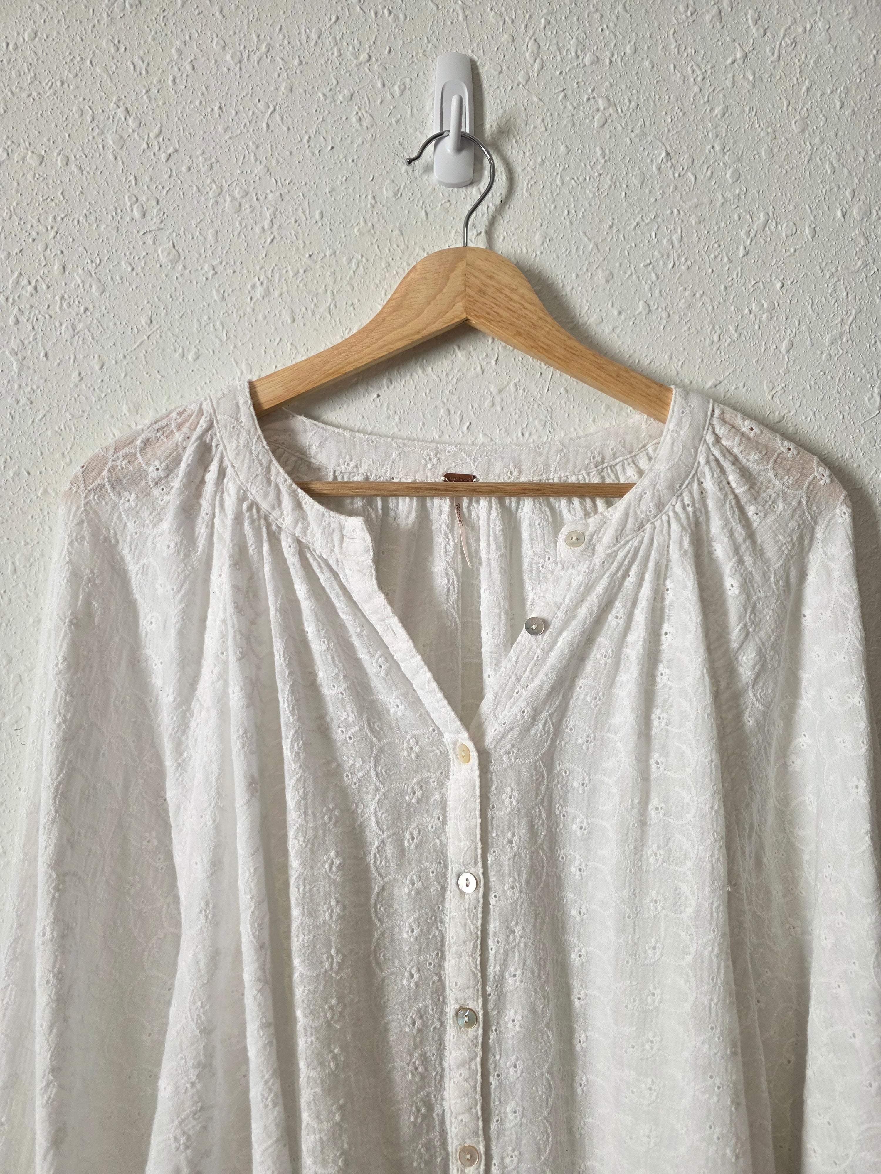 Free People Floral Embroidered Top (L)