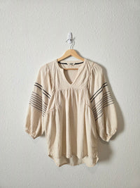 Oat Puff Sleeve Embroidered Top (S)
