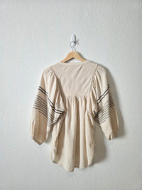 Oat Puff Sleeve Embroidered Top (S)