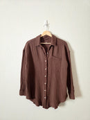 Aerie Brown Gauze Button Up (XXS)