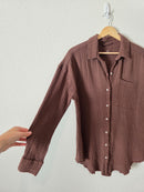 Aerie Brown Gauze Button Up (XXS)