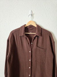 Aerie Brown Gauze Button Up (XXS)