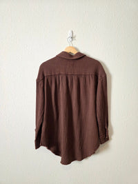 Aerie Brown Gauze Button Up (XXS)