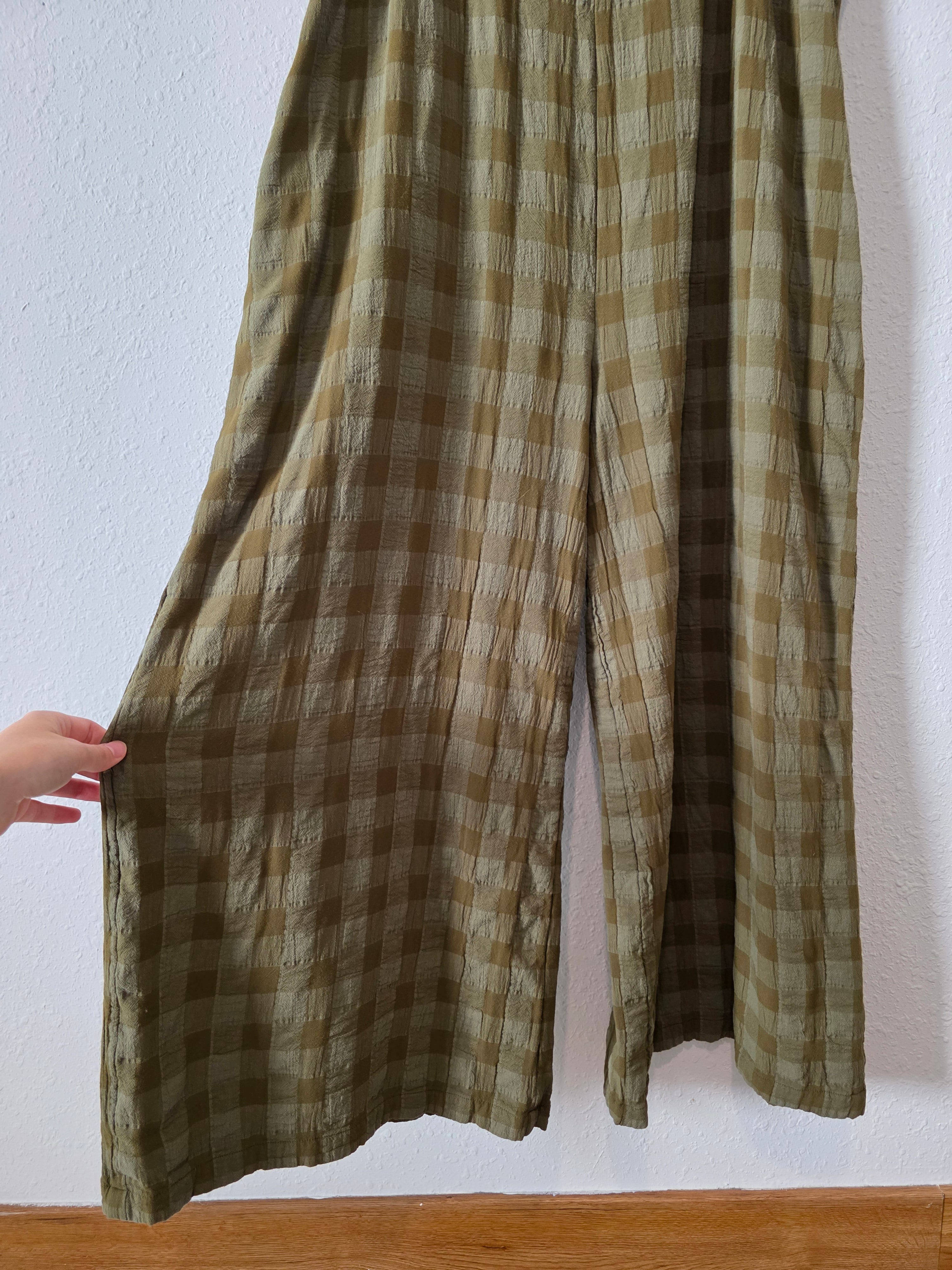 Wide Leg Checkered Jumpsuit (L)