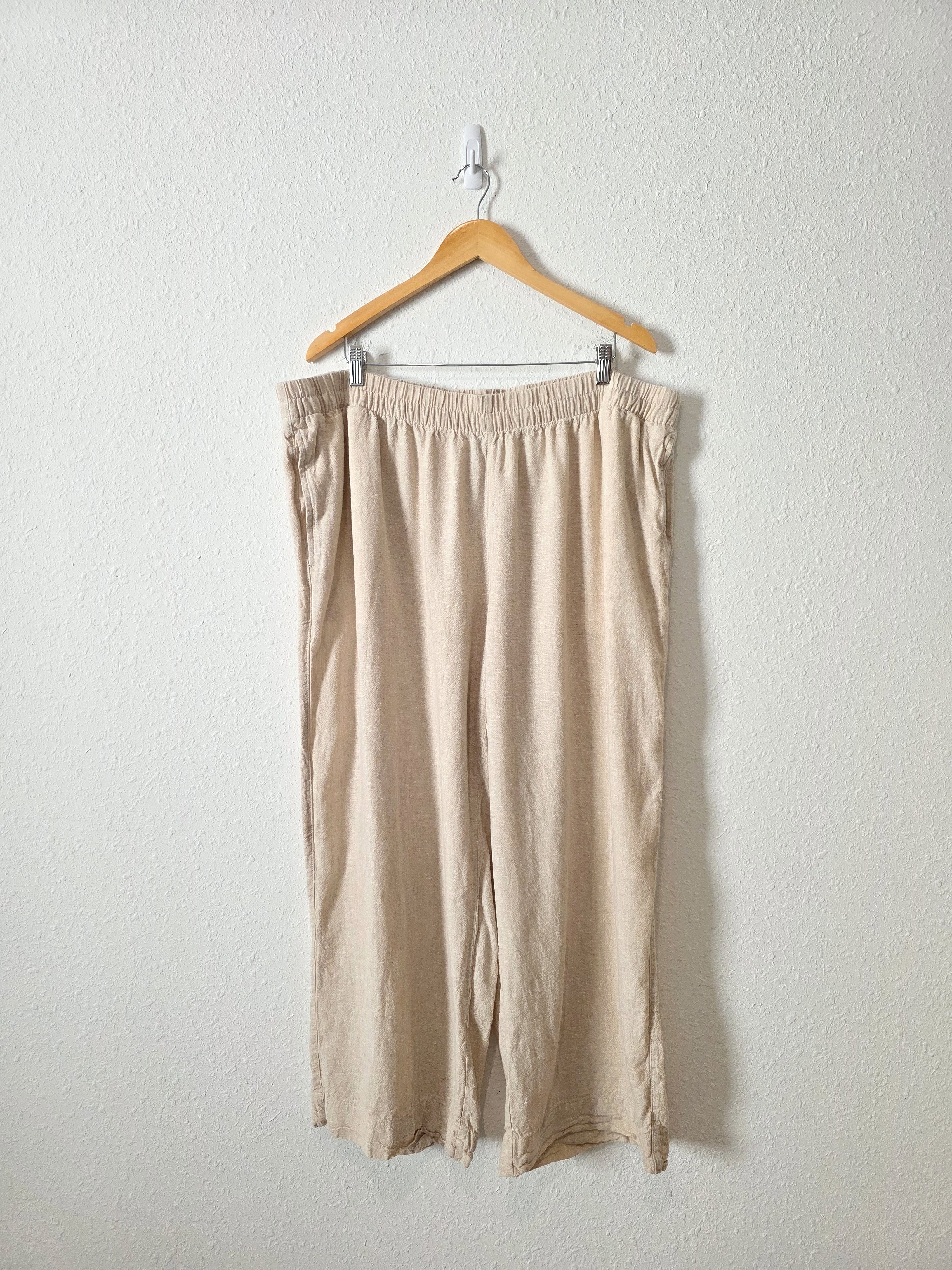 Linen Blend Wide Leg Pants (2X)