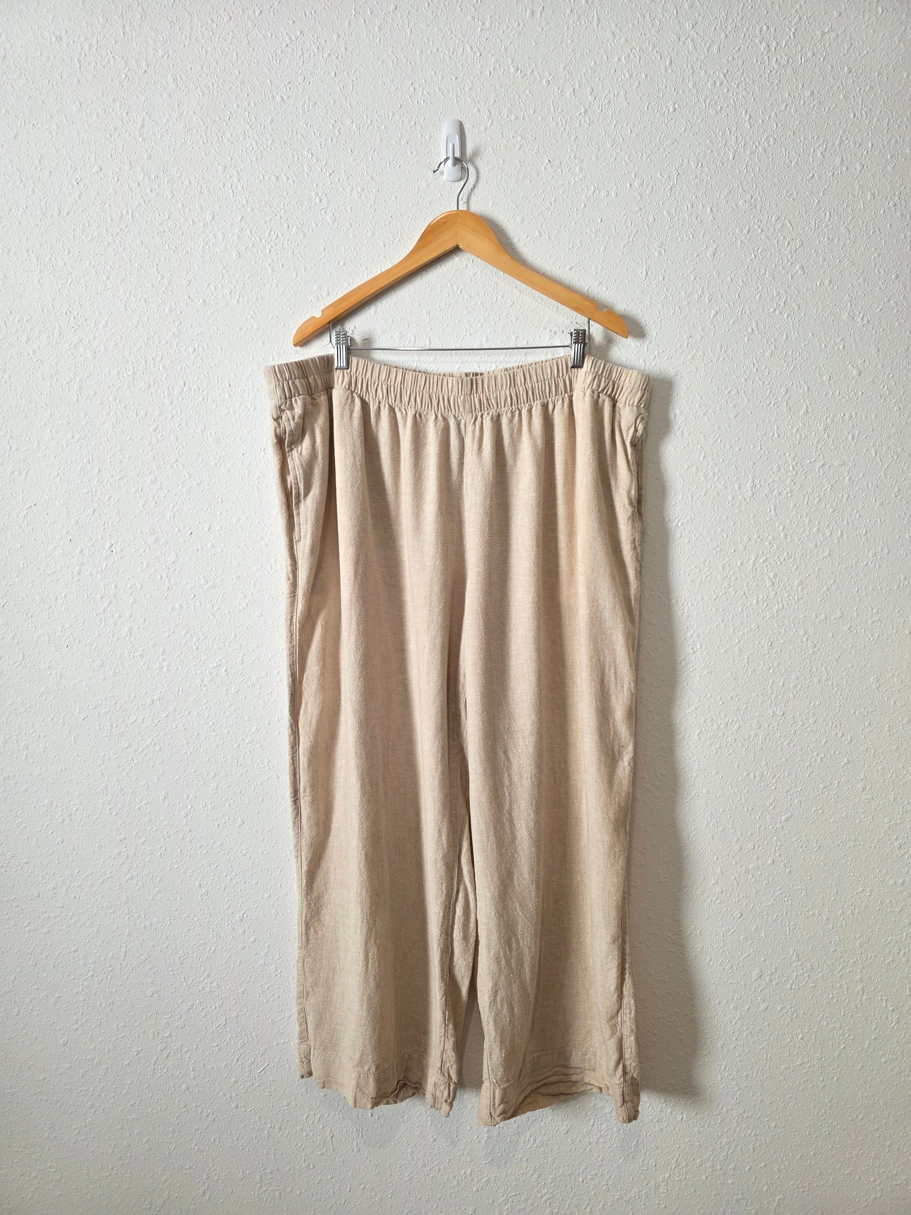 Linen Blend Wide Leg Pants (2X)