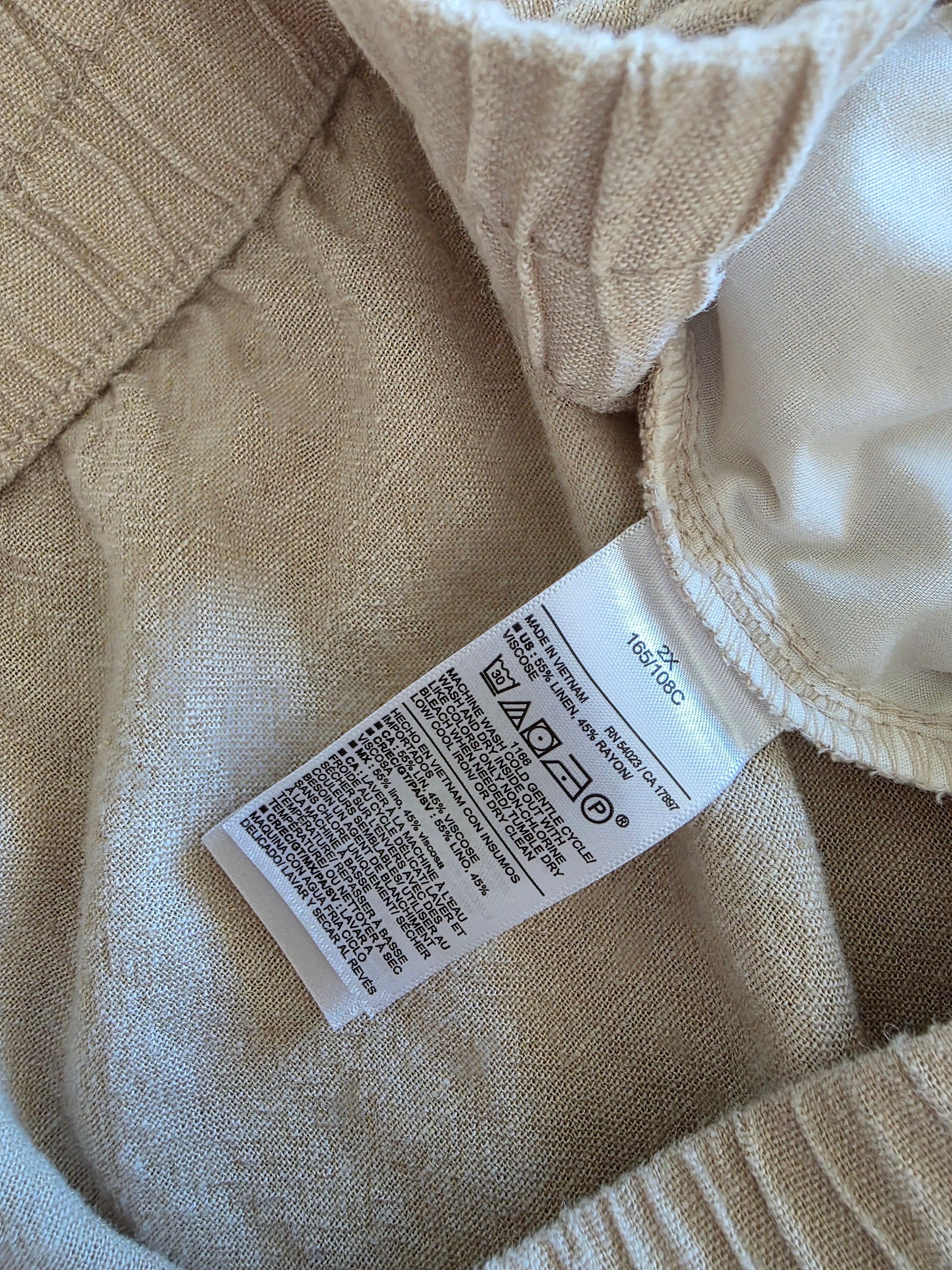 Linen Blend Wide Leg Pants (2X)