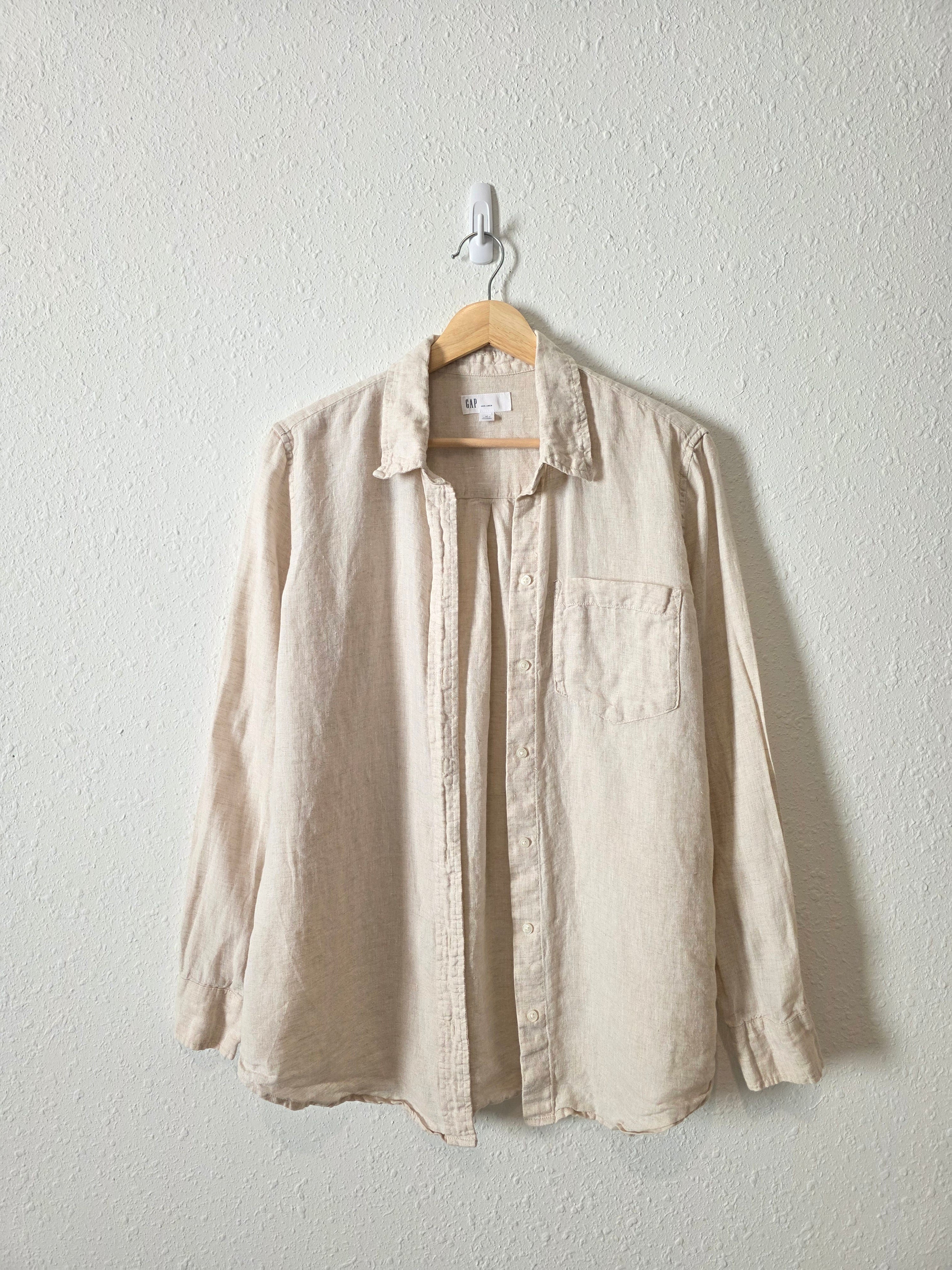 Gap Neutral Linen Button Up (M)