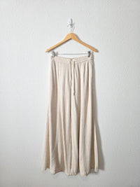 Linen Blend Wide Leg Pants (S)