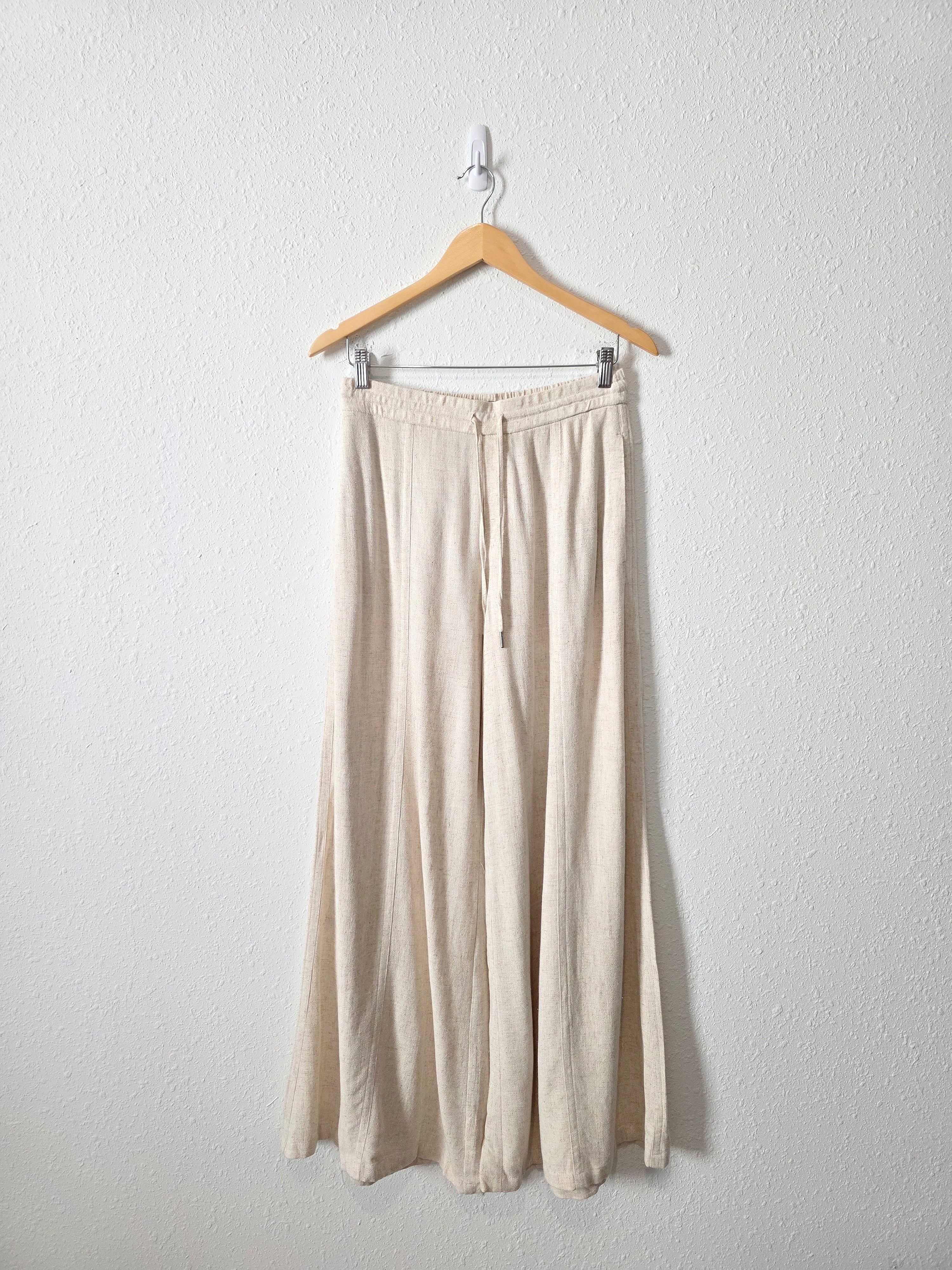 Linen Blend Wide Leg Pants (S)