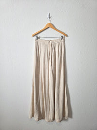 Linen Blend Wide Leg Pants (S)