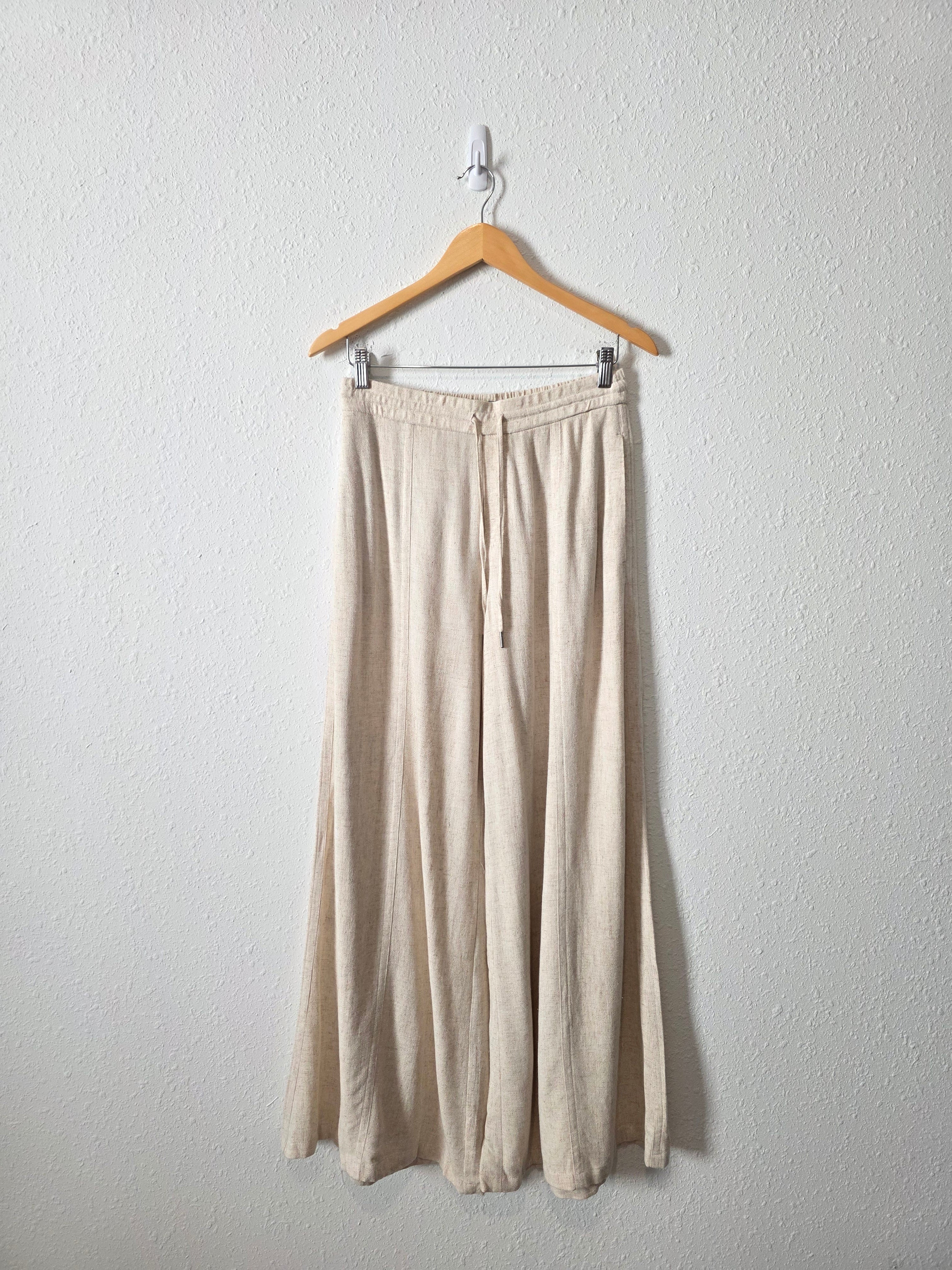 Linen Blend Wide Leg Pants (S)