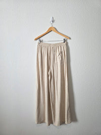Linen Blend Wide Leg Pants (S)