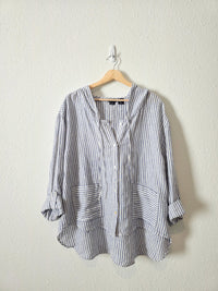 Striped Linen Button Up Shirt (XL)