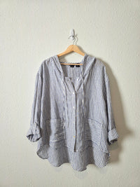 Striped Linen Button Up Shirt (XL)