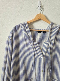 Striped Linen Button Up Shirt (XL)