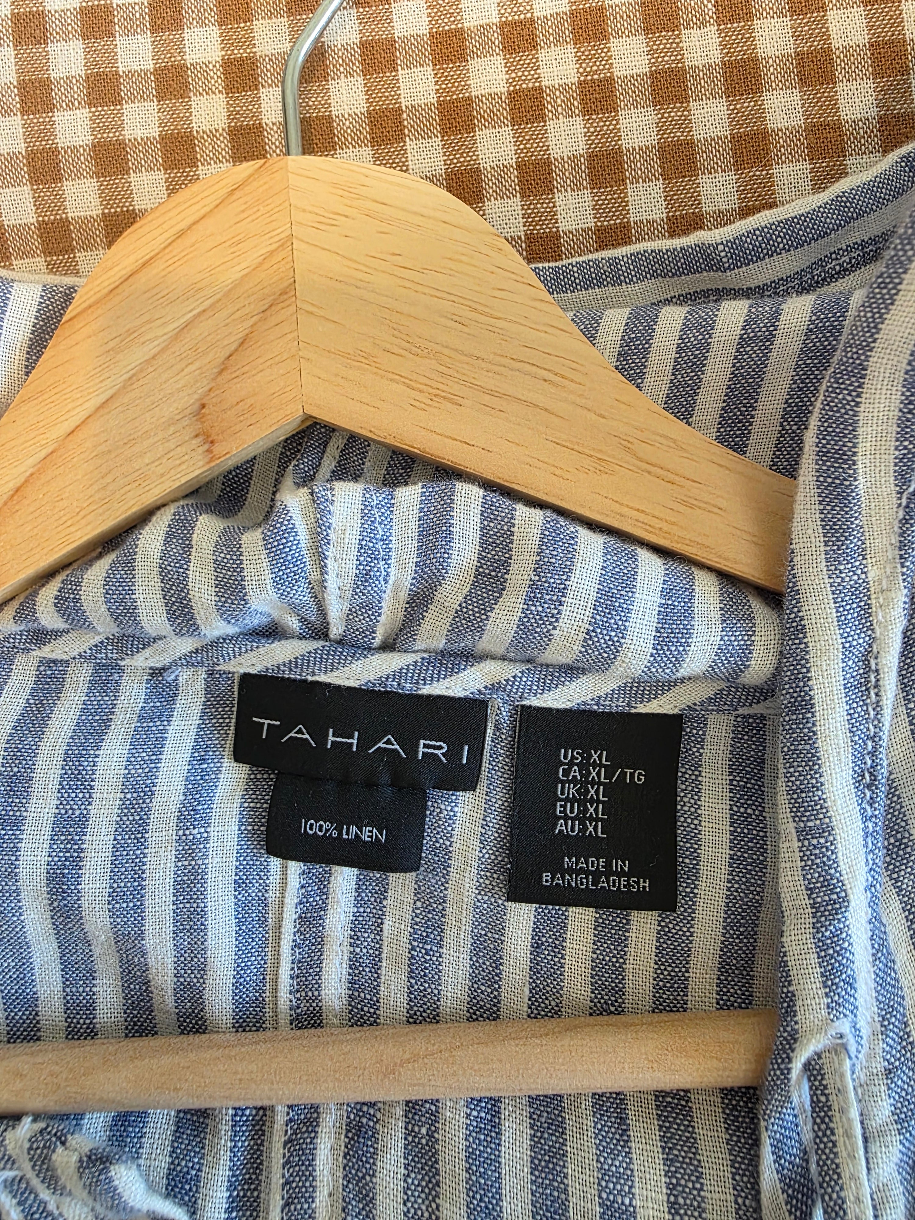 Striped Linen Button Up Shirt (XL)