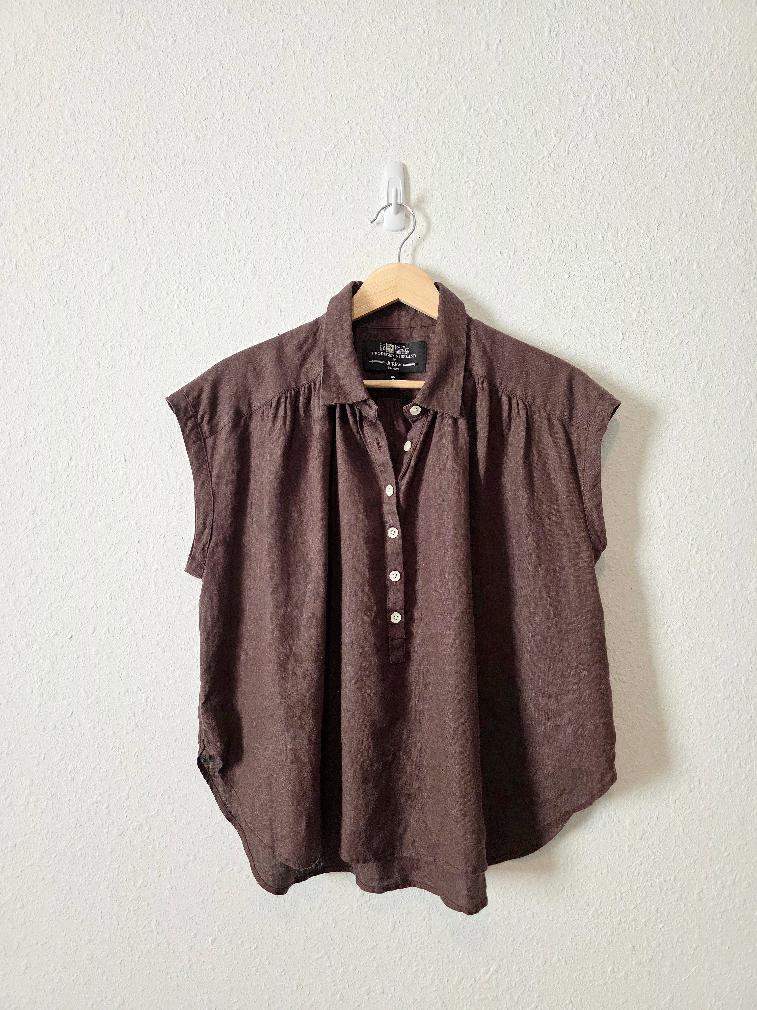 J.Crew Brown Linen Shirt (XS)