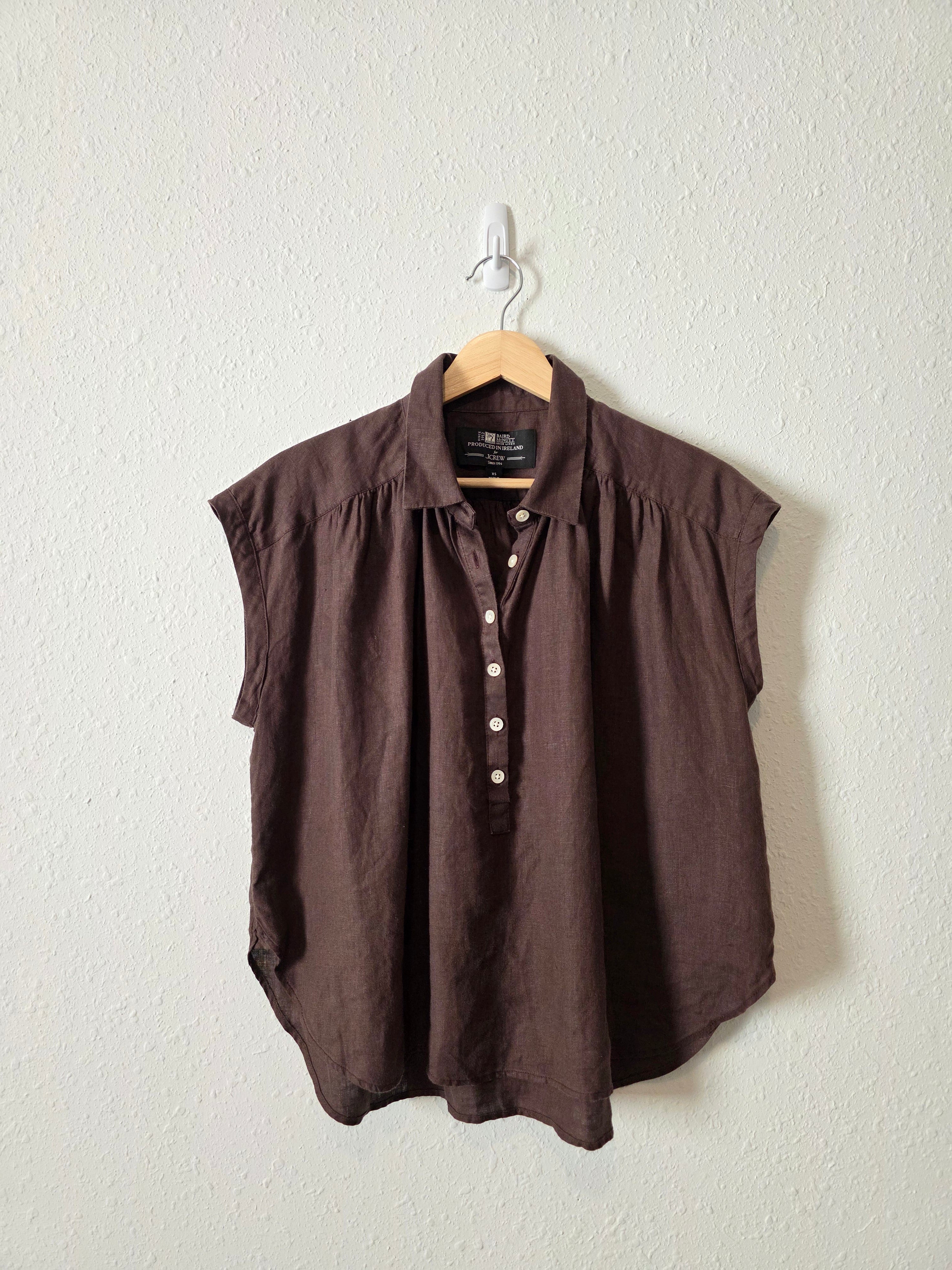 J.Crew Brown Linen Shirt (XS)