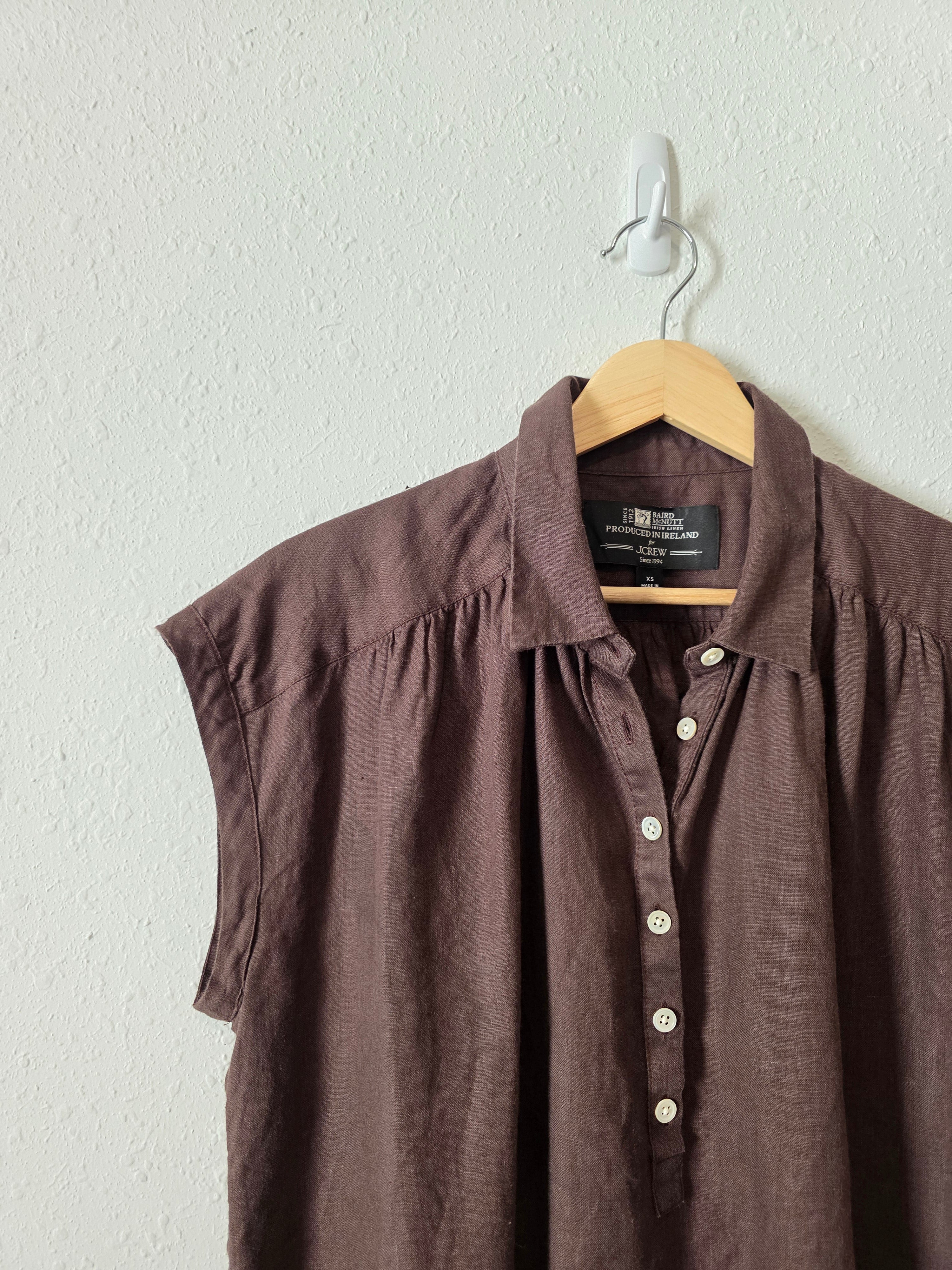 J.Crew Brown Linen Shirt (XS)