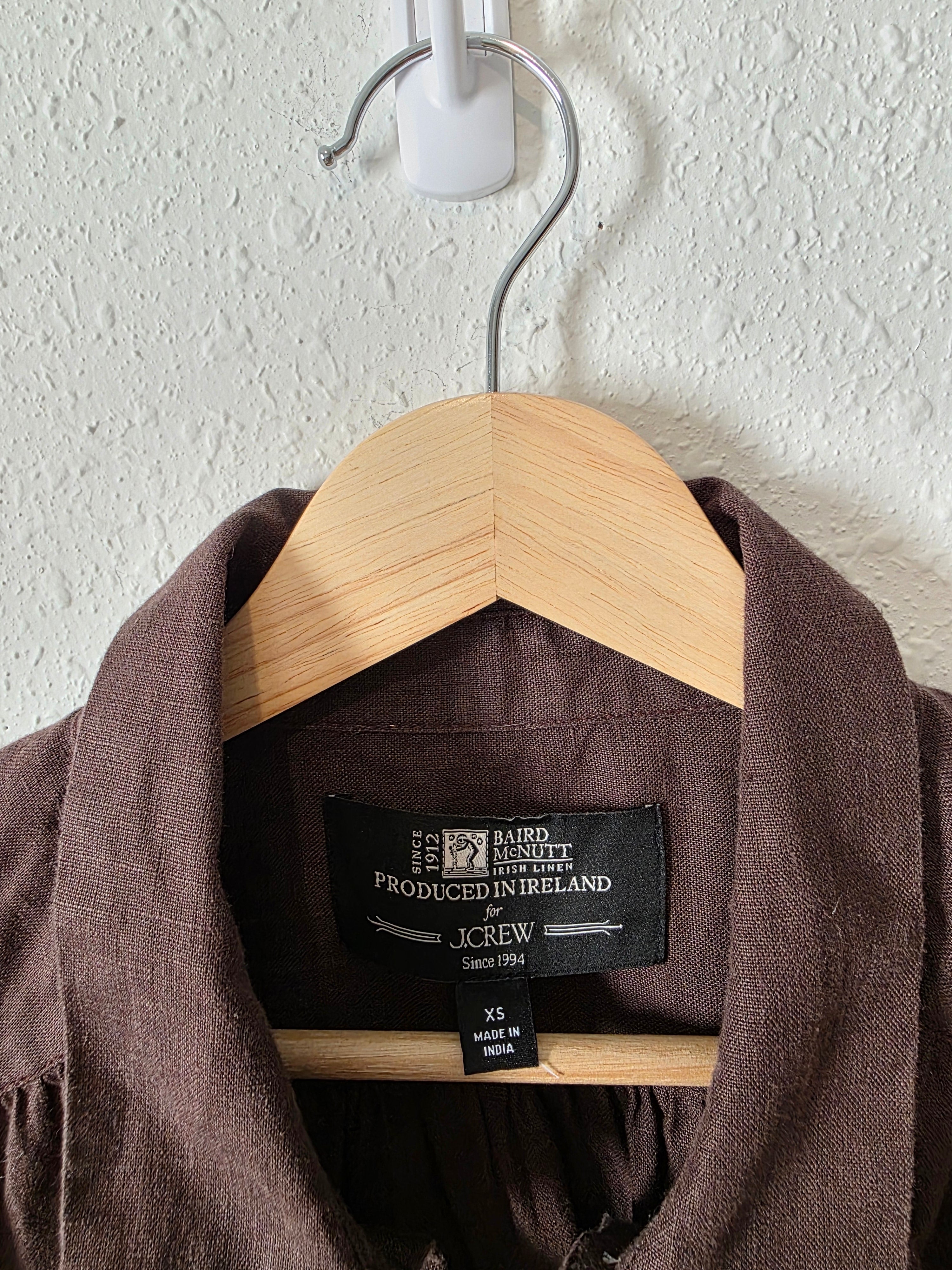 J.Crew Brown Linen Shirt (XS)