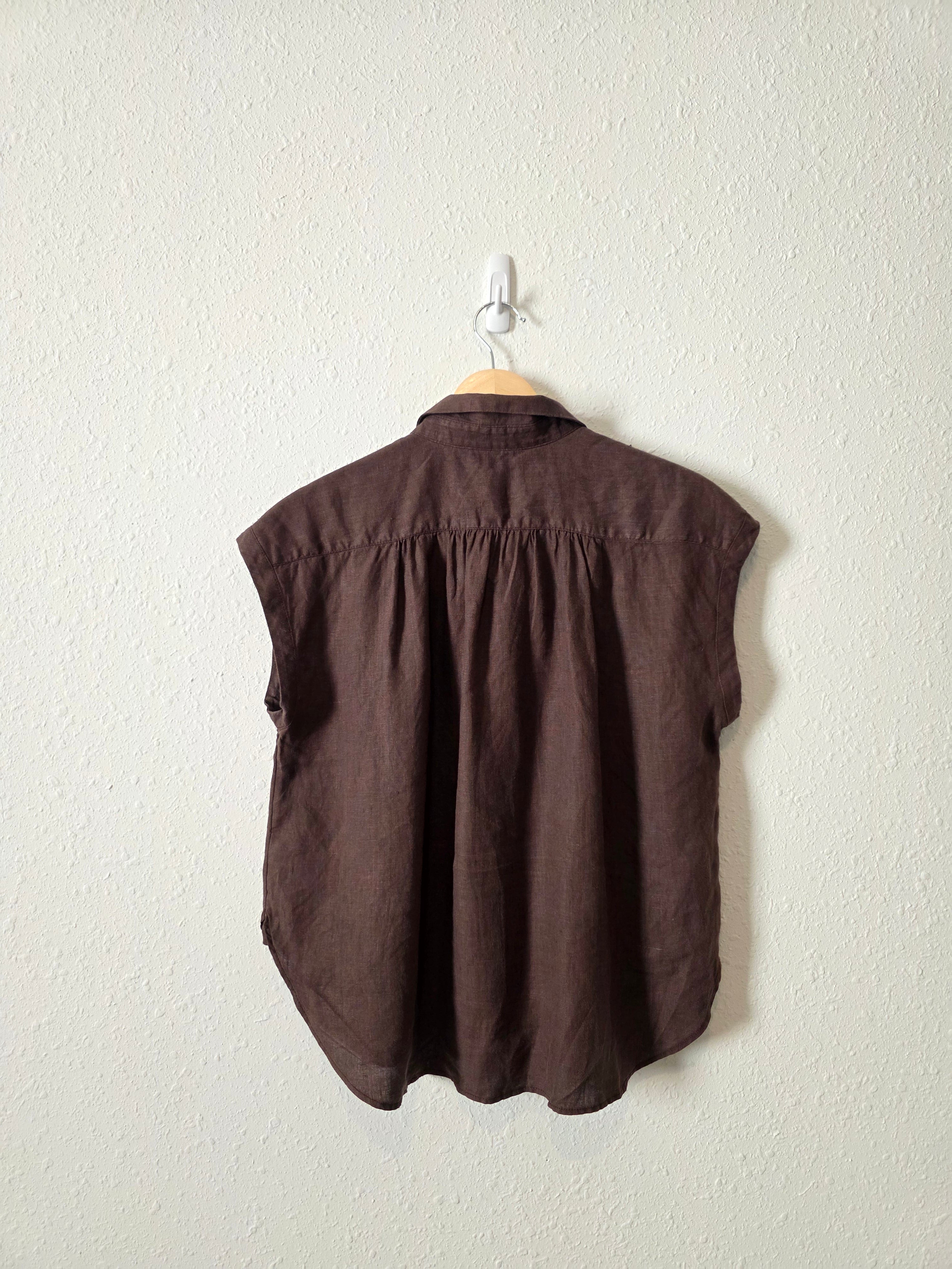 J.Crew Brown Linen Shirt (XS)