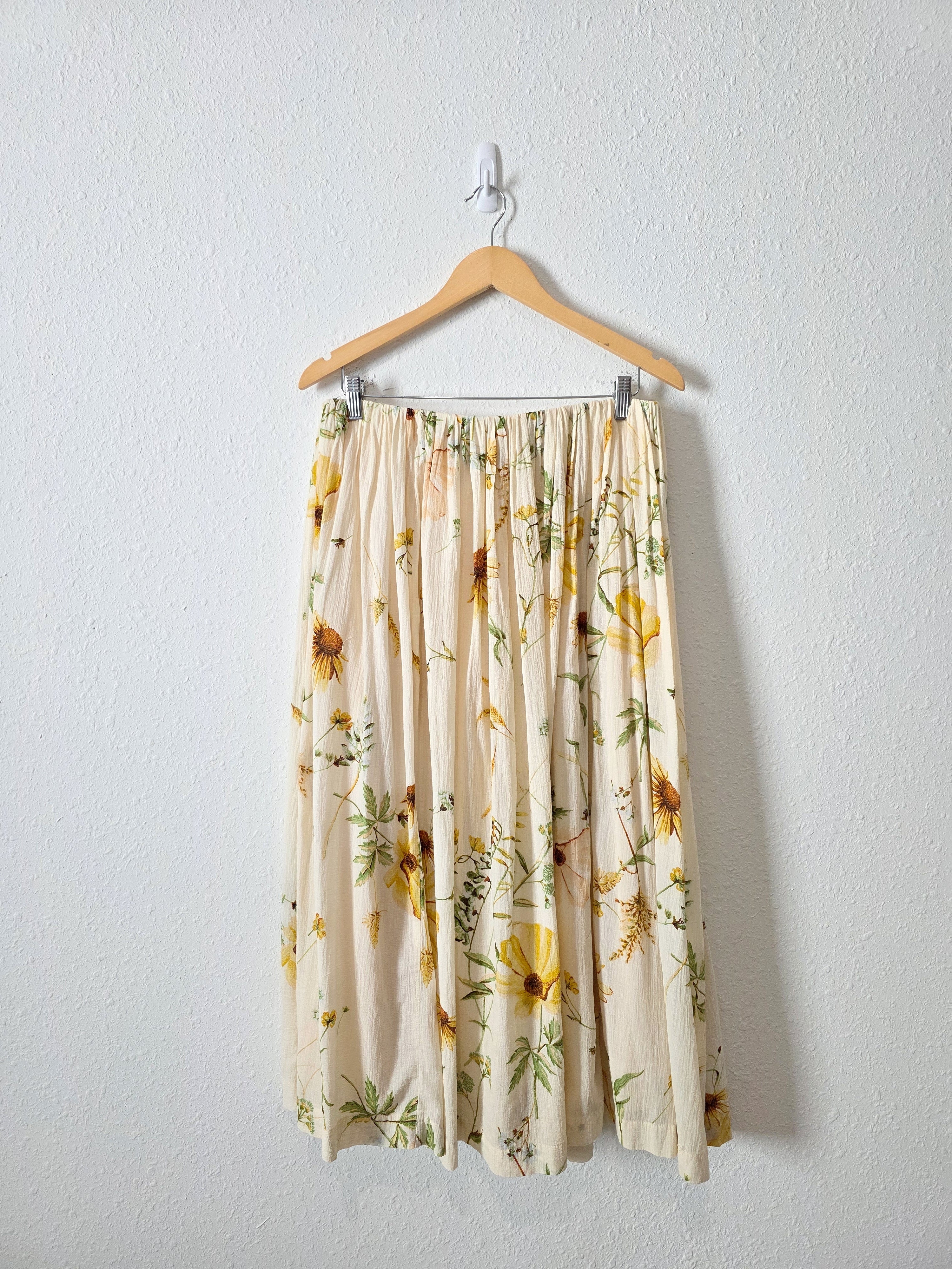 Floral Cotton Midi Skirt (M)