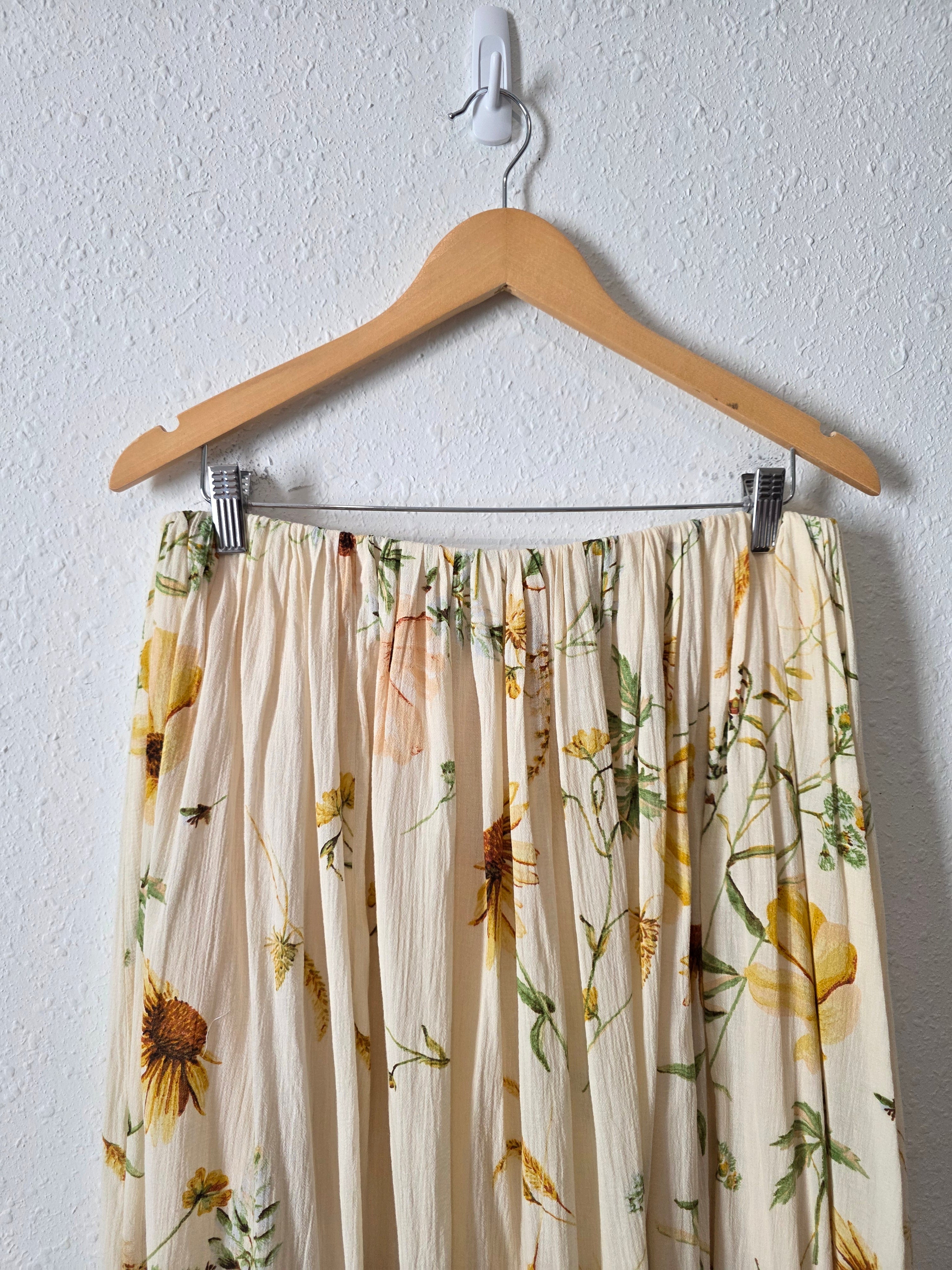 Floral Cotton Midi Skirt (M)