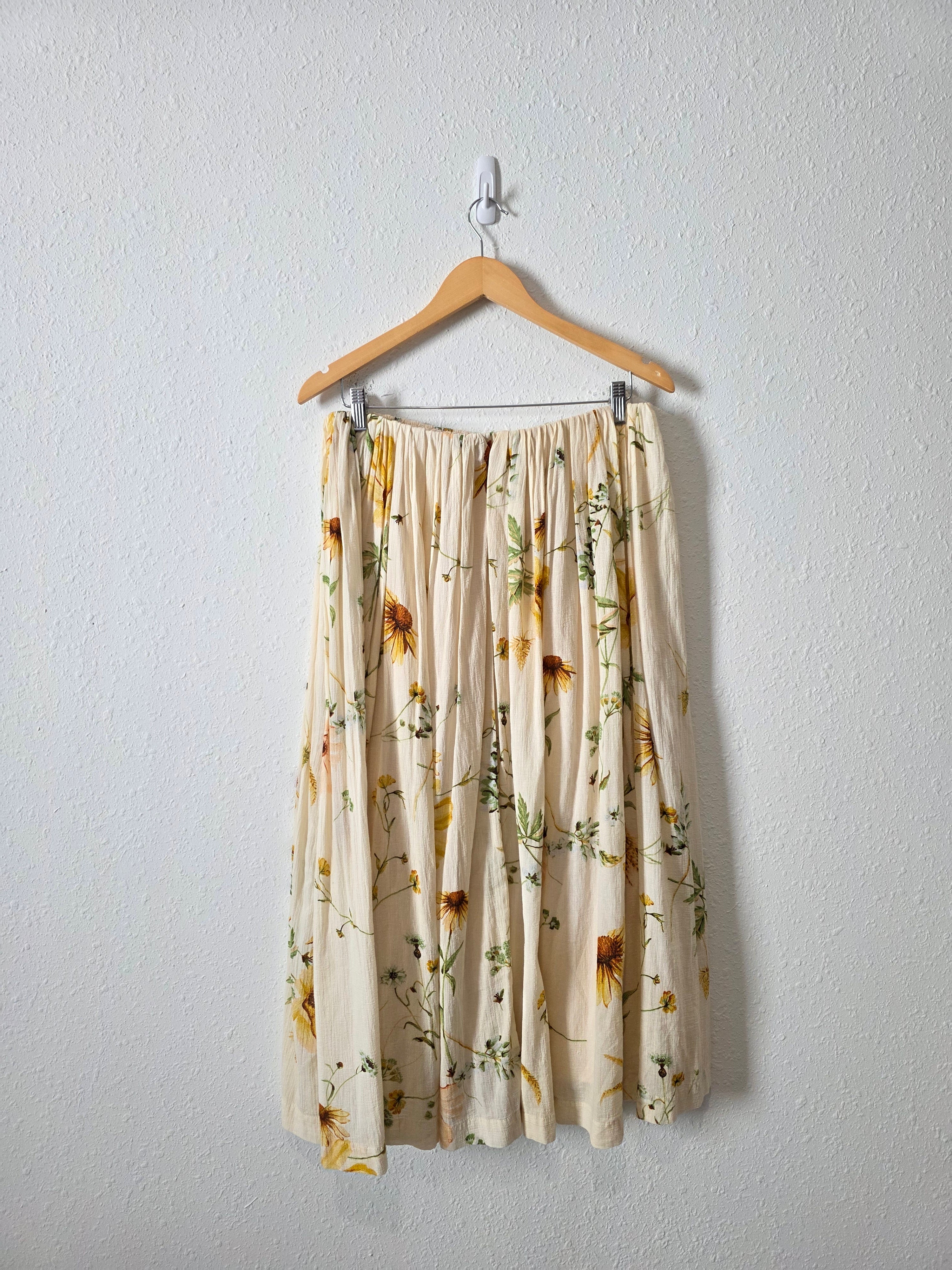Floral Cotton Midi Skirt (M)