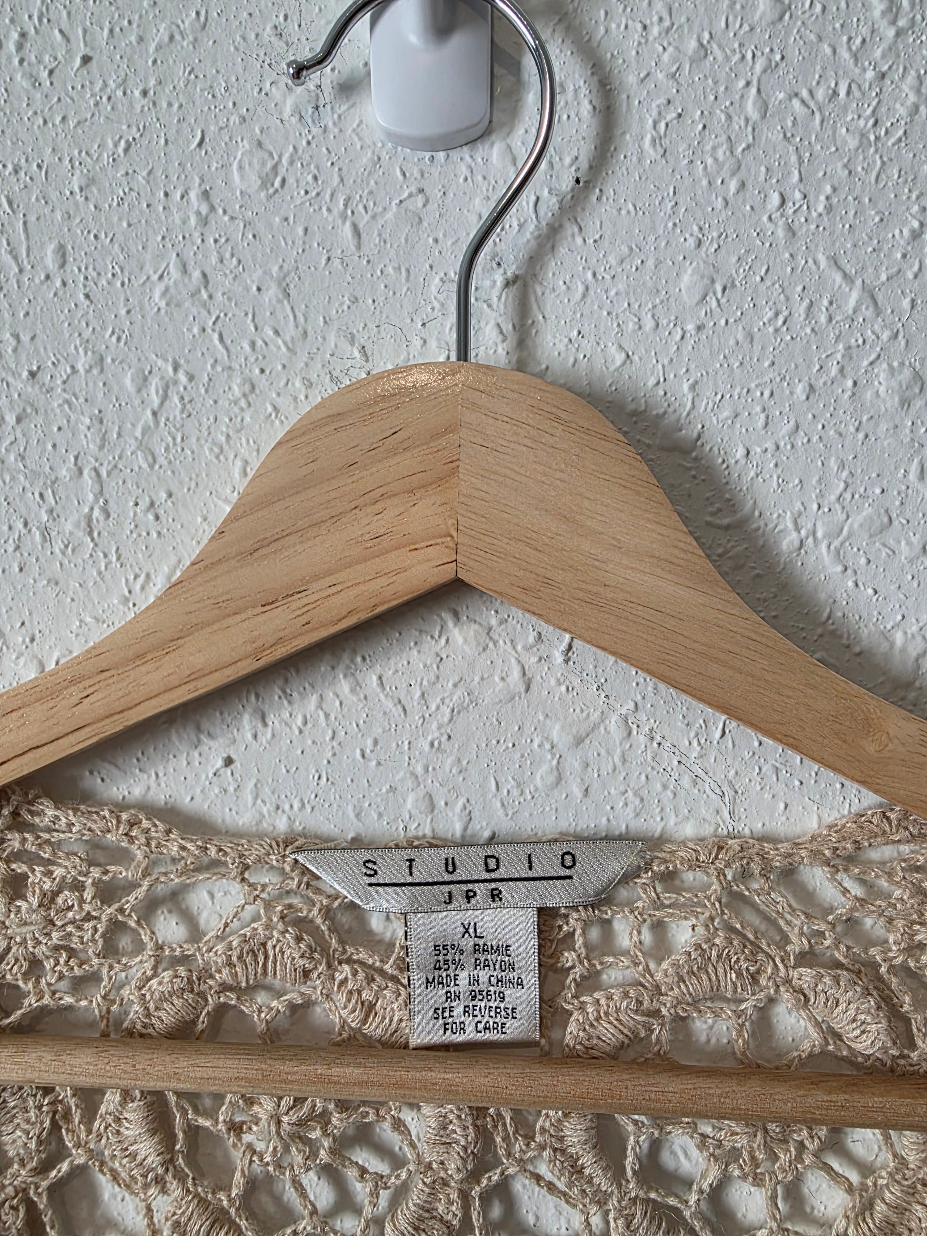 Vintage Crochet Tie Front Top (XL)