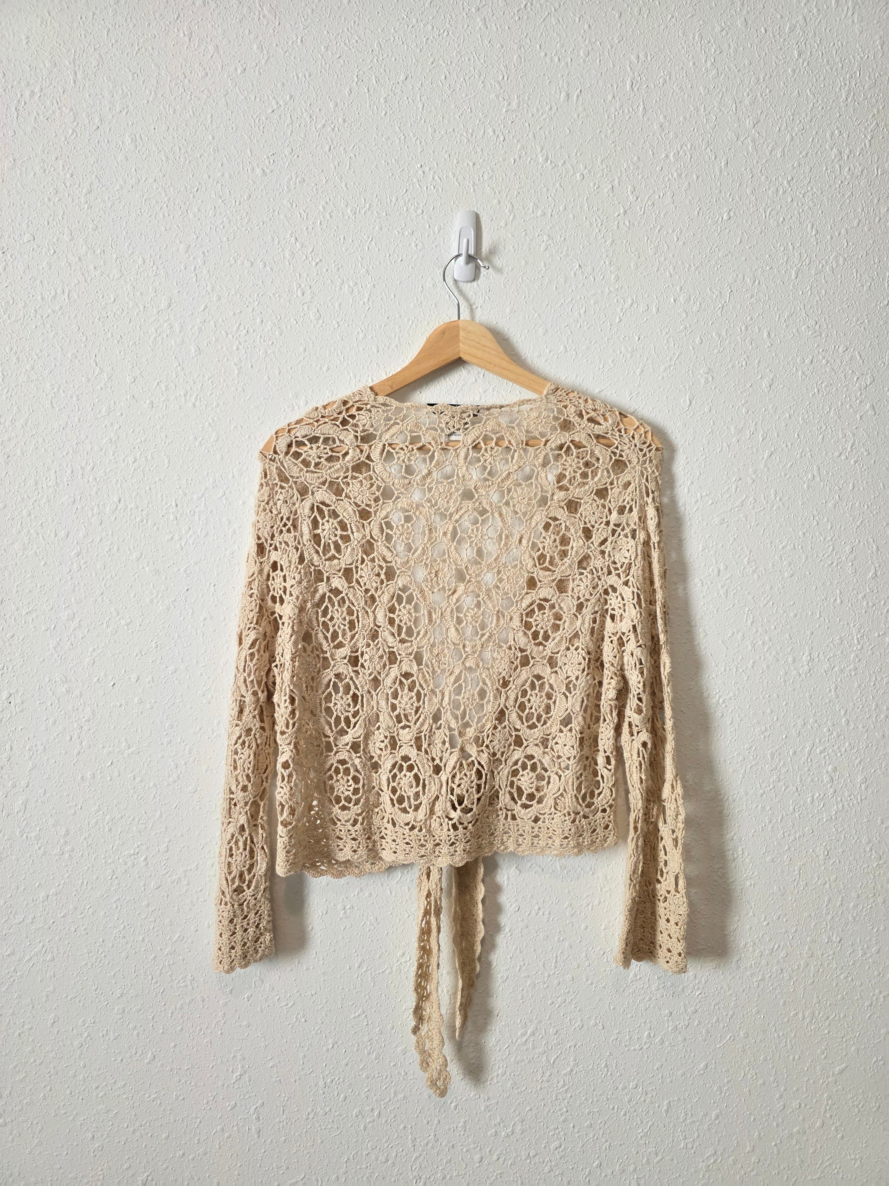 Vintage Crochet Tie Front Top (XL)