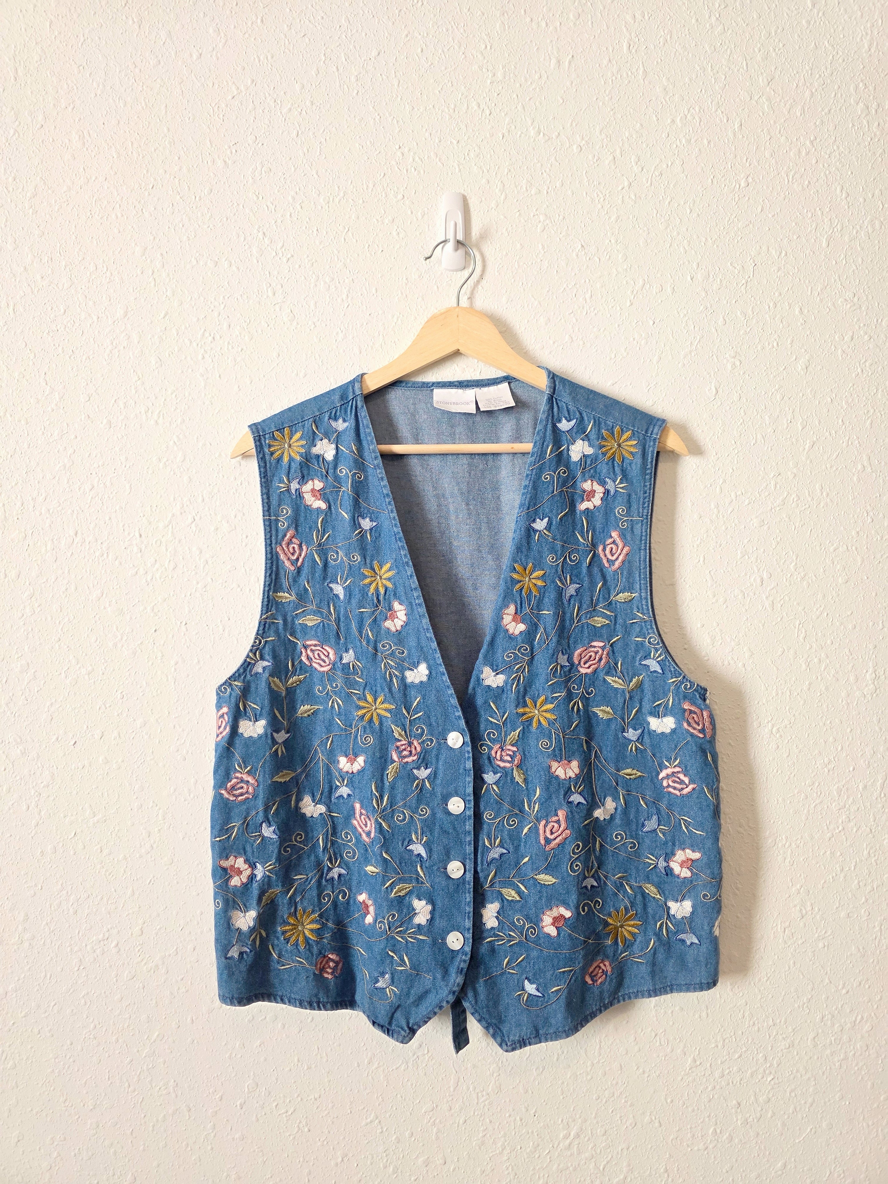 Vintage Floral Embroidered Vest (L)