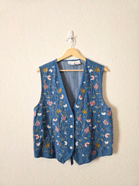Vintage Floral Embroidered Vest (L)