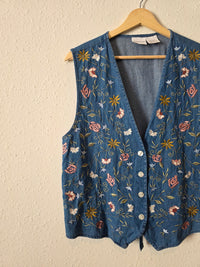 Vintage Floral Embroidered Vest (L)