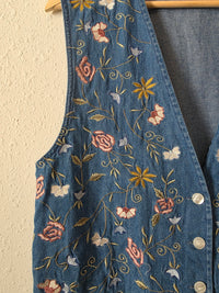 Vintage Floral Embroidered Vest (L)