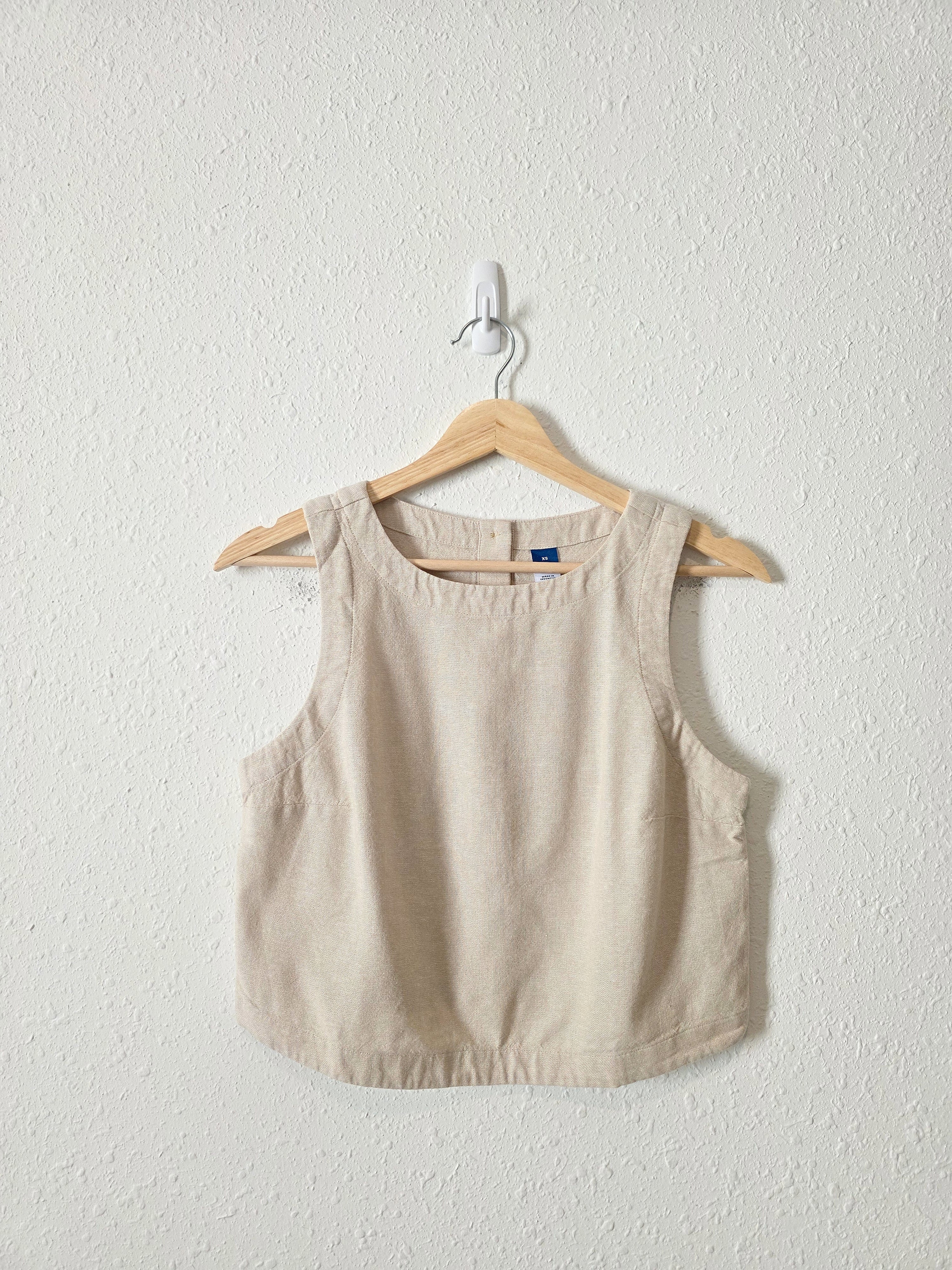 NEW Linen Blend Button Back Top (XS)