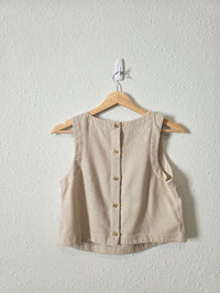 NEW Linen Blend Button Back Top (XS)