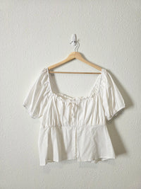 White Puff Sleeve Cotton Top (3X)