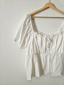 White Puff Sleeve Cotton Top (3X)
