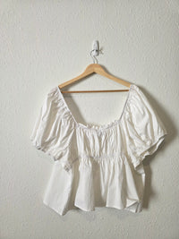 White Puff Sleeve Cotton Top (3X)