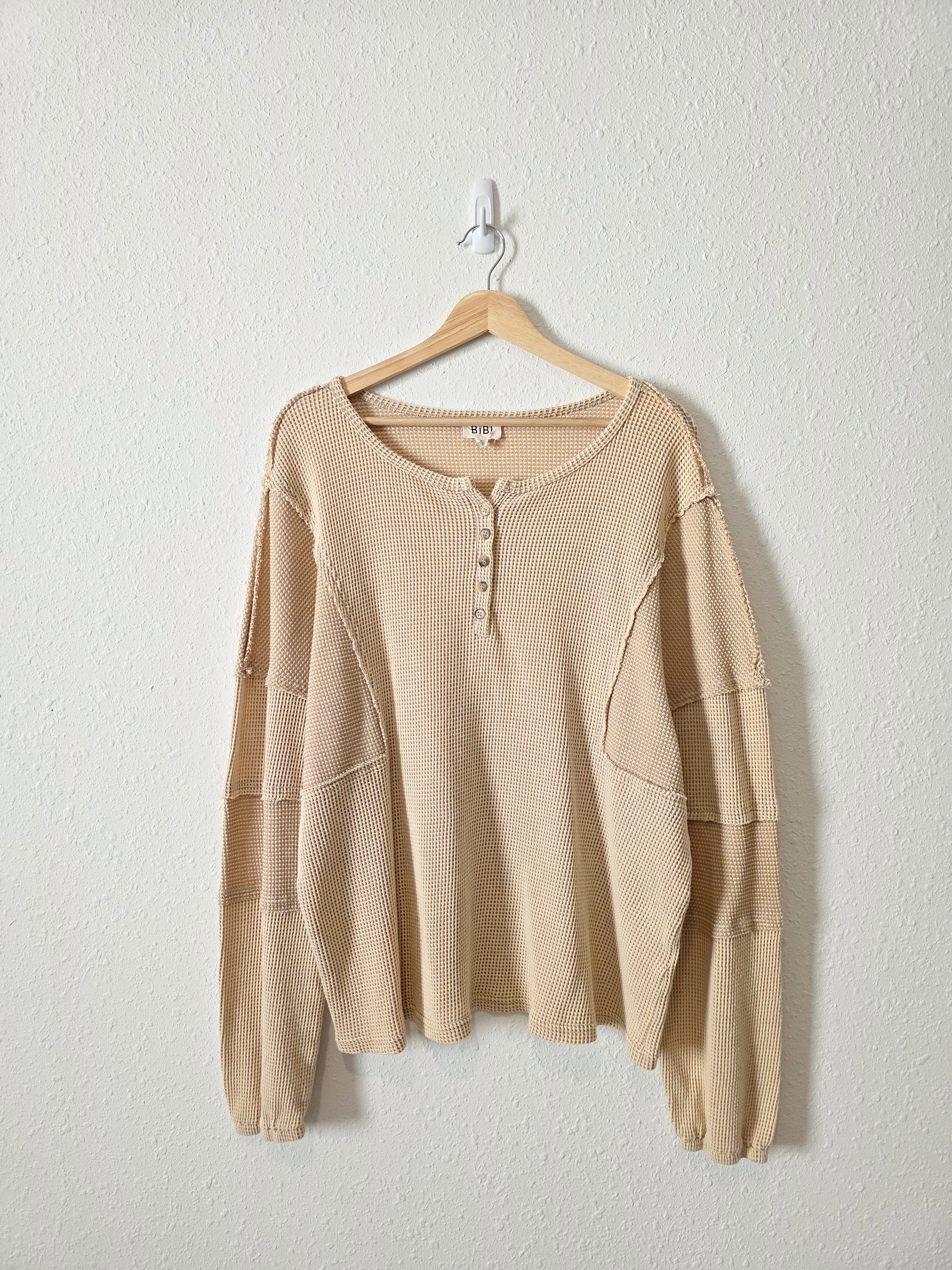 Bibi Waffle Henley Top (XL)