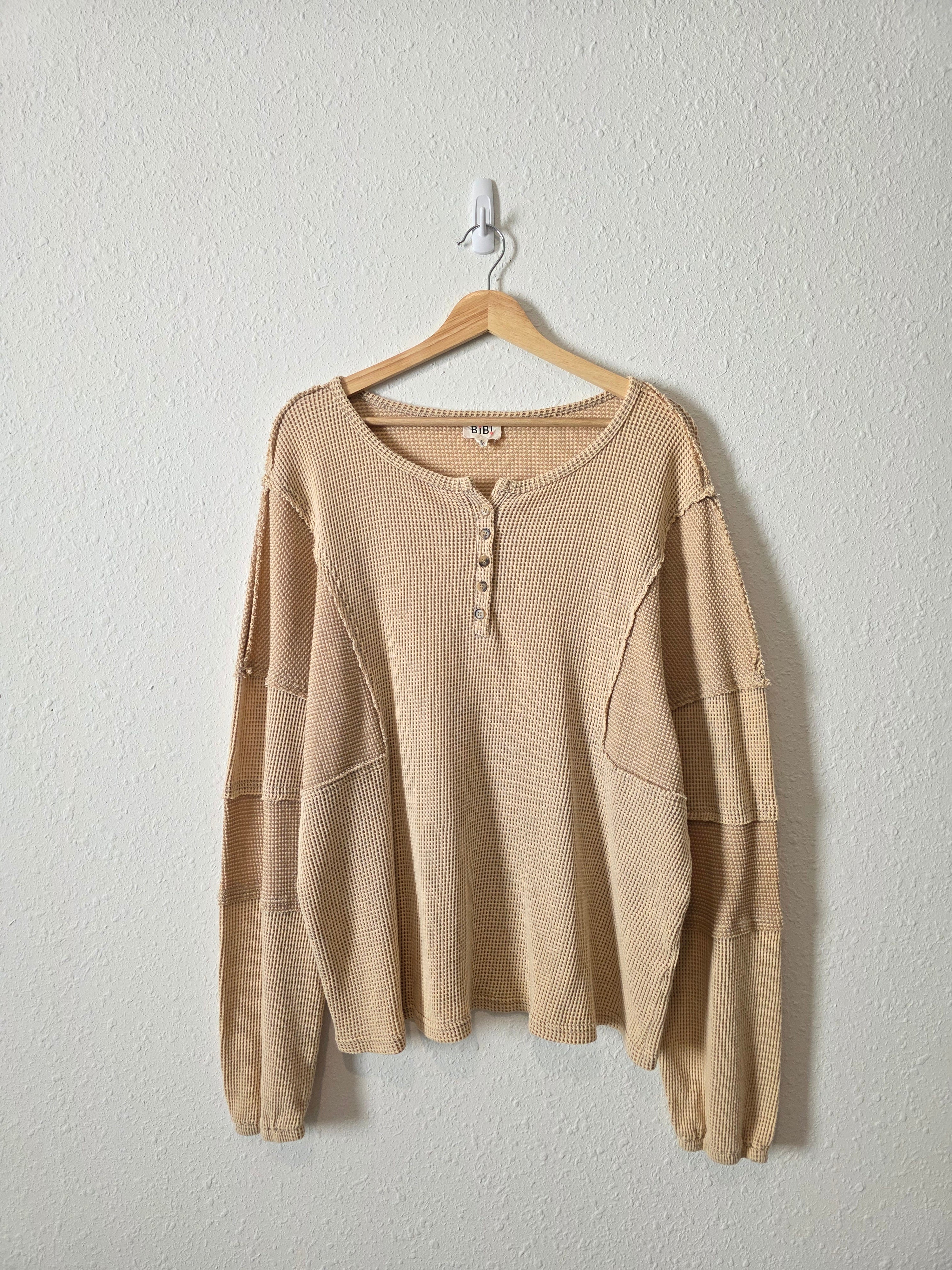 Bibi Waffle Henley Top (XL)
