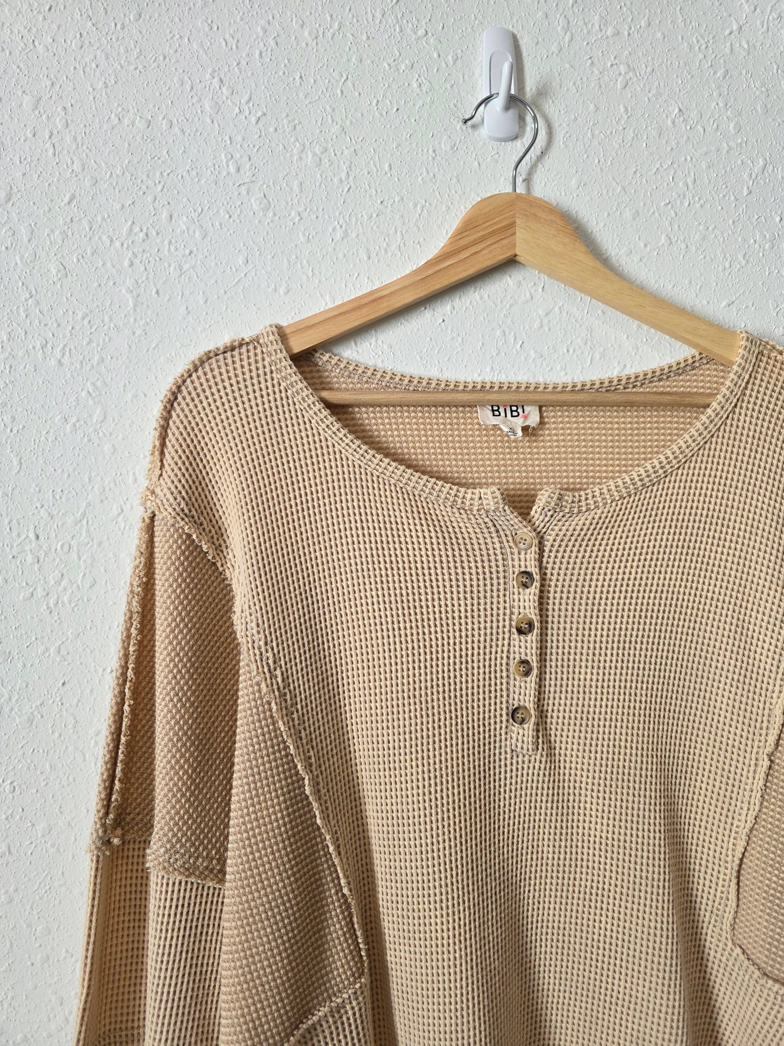 Bibi Waffle Henley Top (XL)